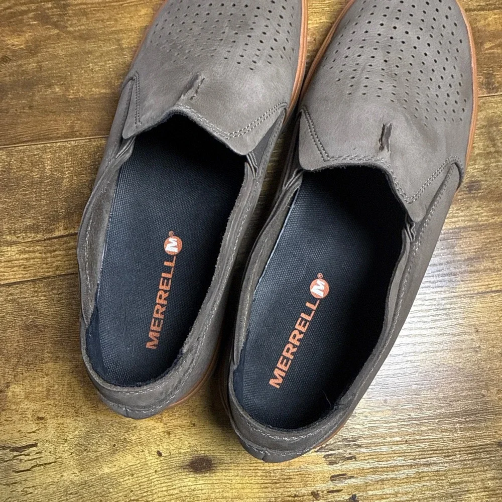 Merrell Downtown Moc J93923 Brown Leather Slip On Casual Shoes Mens Size 9.5